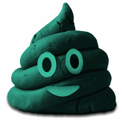 Pete the poop. A character that is a pile of poo with 2 eyes and mouth on it.