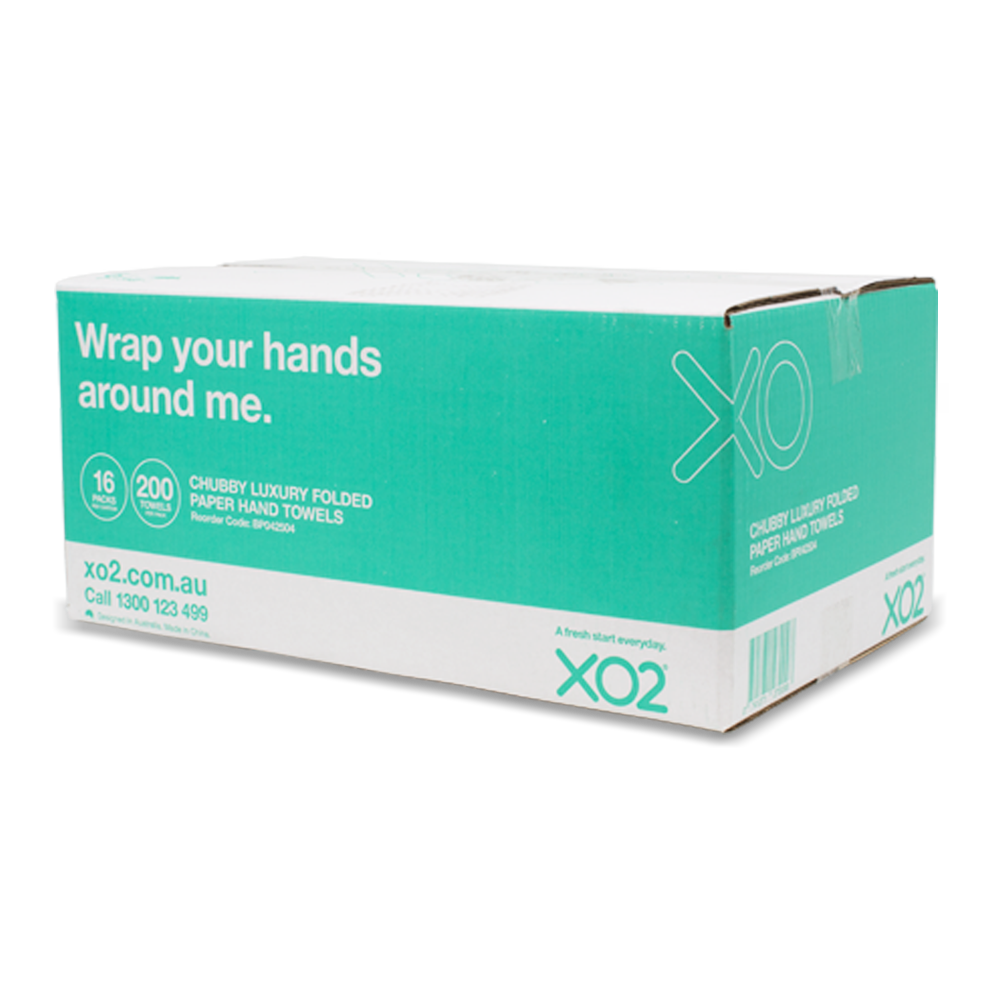 XO2® Chubby Luxury Folded Paper Hand Towel Carton View