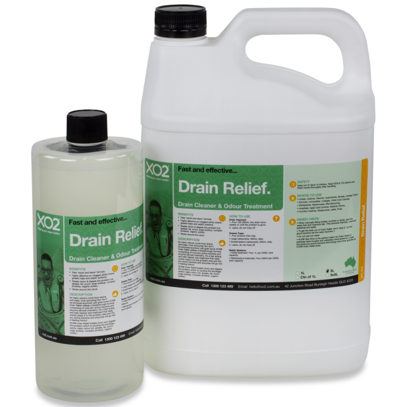 XO2® Drain Relief - Drain Cleaner &amp; Odour Treatment - Size Variants