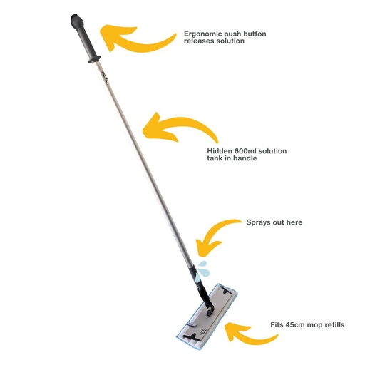 XO2® 40cm Squirt Microfibre Floor Mop Kit with Push Button & Hidden 600ml Tank In Handle