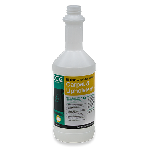 750ml XO2® Carpet & Upholstery Cleaner Labelled Empty Bottle (Lids & triggers not included)