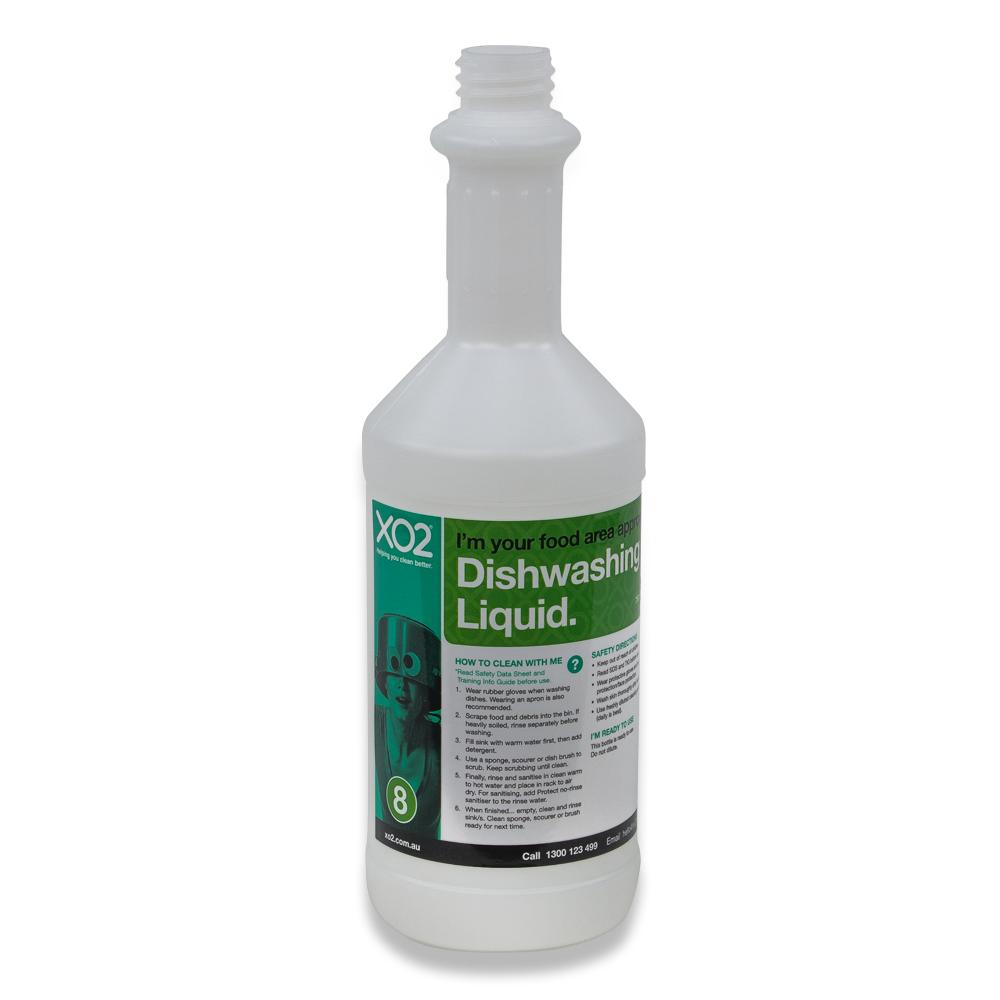 750ml XO2® Dishwashing Liquid Labelled Empty Bottle - Green (8)