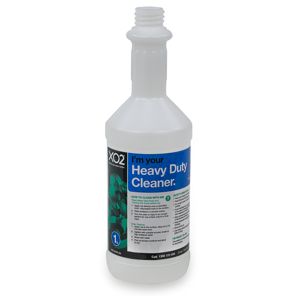 750ml XO2® Heavy Duty Cleaner Labelled Empty Bottle - Blue (1b)