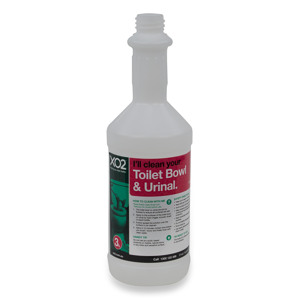 750ml XO2® Toilet Bowl & Urinal Cleaner Labelled Empty Bottle (Lids & triggers not included)