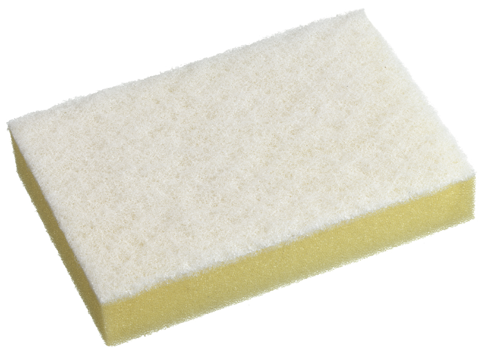 10cm x 15cm White Scourer on a Yellow Sponge