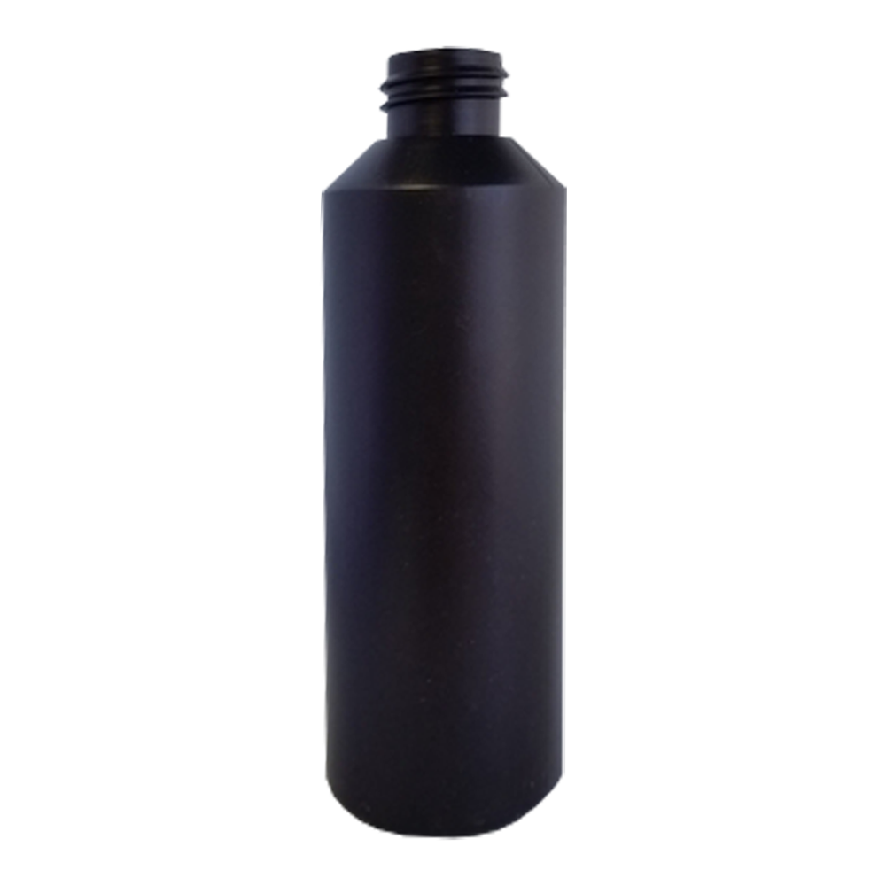 500ml Straight Sided Bottle - No Neck, Empty, Black HDPE, 28mm Screw Thread