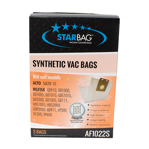 Starbag AF1022S Disposable Synthetic Dust Bags - Nilfisk VP300, VP600, GD910, HDS2000, GD1010