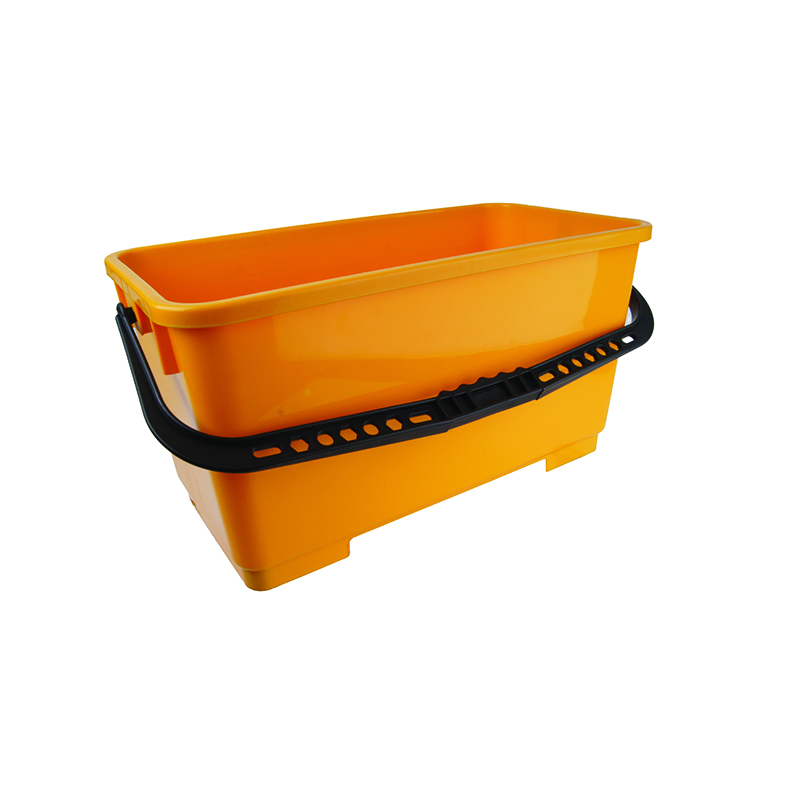 22L Yellow Plastic Rectangular Window Cleaning Bucket - With Black Handle