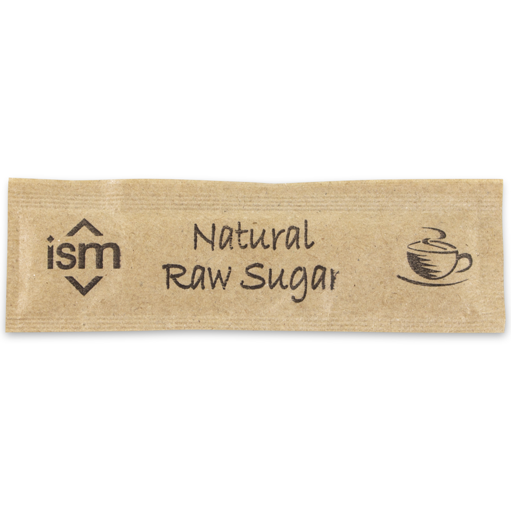 Natural Raw Sugar Flat Sachet Sticks - Single Serve Portions