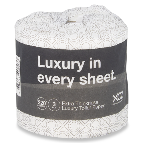 XO2® 3ply 220 Sheet Toilet Paper Rolls - Individually Wrapped