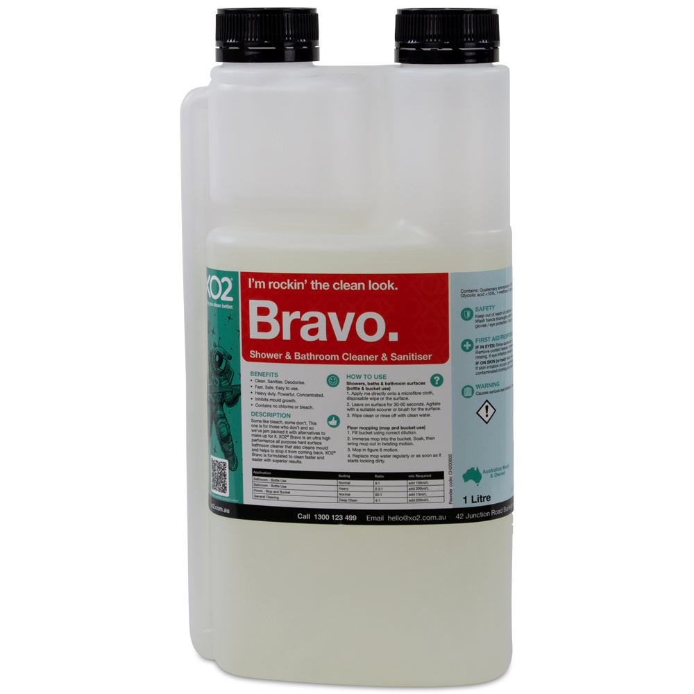 XO2® Bravo - Shower &amp; Bathroom Cleaner &amp; Sanitiser Concentrate