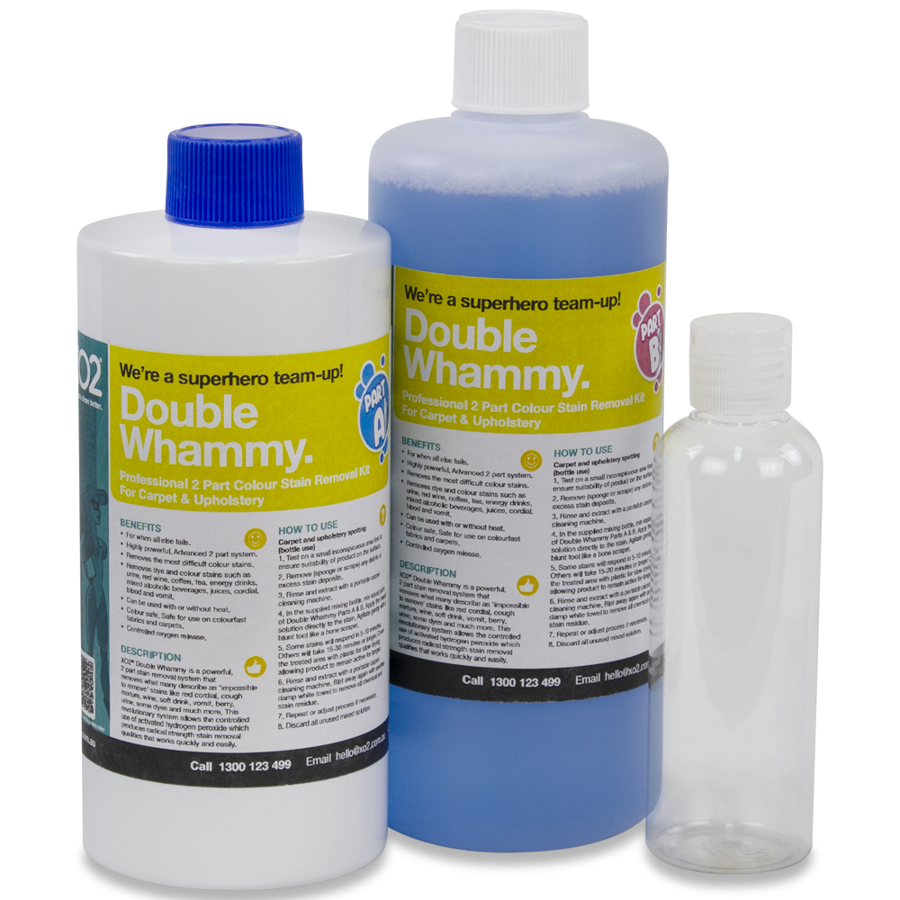 XO2® Double Whammy - Professional 2 Part Colour Stain Removal Kit For Carpet &amp; Upholstery