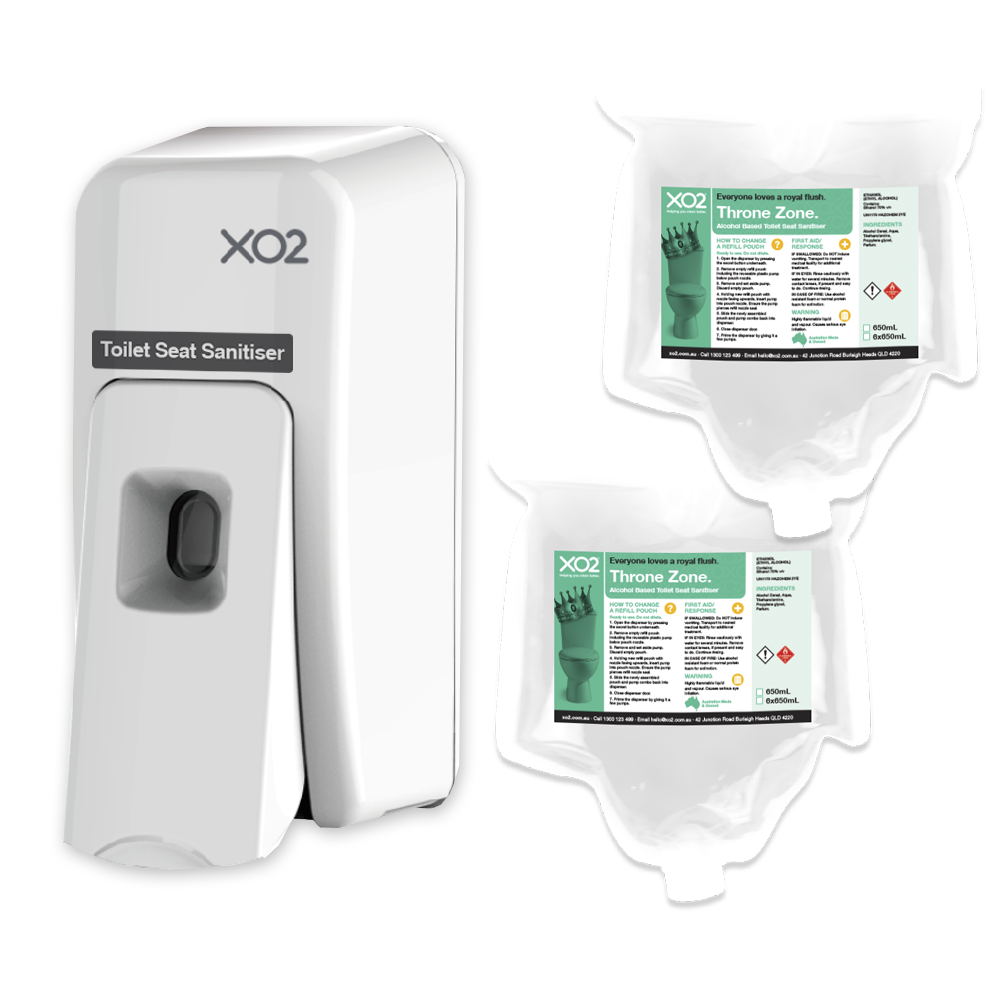 XO2® 'Throne Zone' Toilet Seat Sanitiser Starter Kit