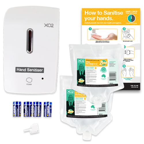 XO2® 'The Bodyguard Zero' Touch-Free Alcohol-Free Hand Sanitiser Starter Kit