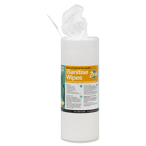 XO2® iSanitise Zero Wipes - Alcohol-Free Hand Sanitiser &amp; Cleaner Wipes