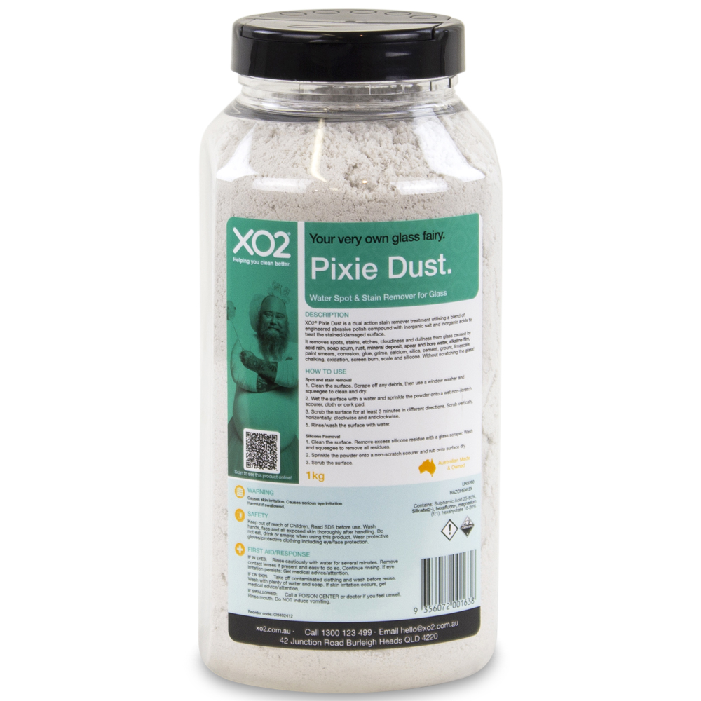 Pixie Dust - Glass Restorer for Stains on Showers, Windows & Glass Pool Fencing