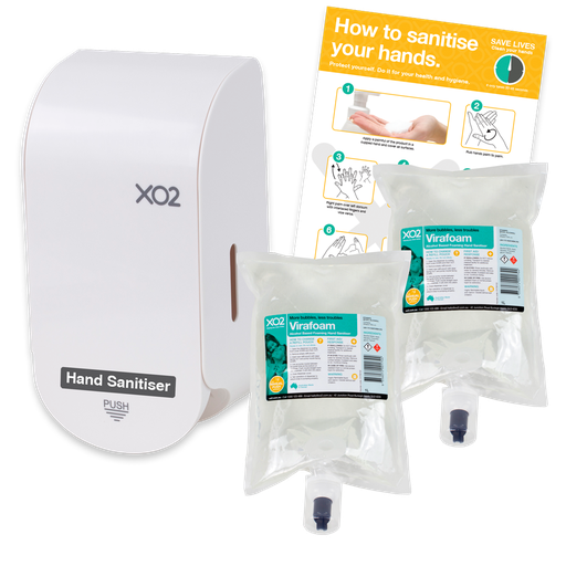 XO2® 'Virafoam' Alcohol Based Foaming Hand Sanitiser Starter Kit - Manual Push