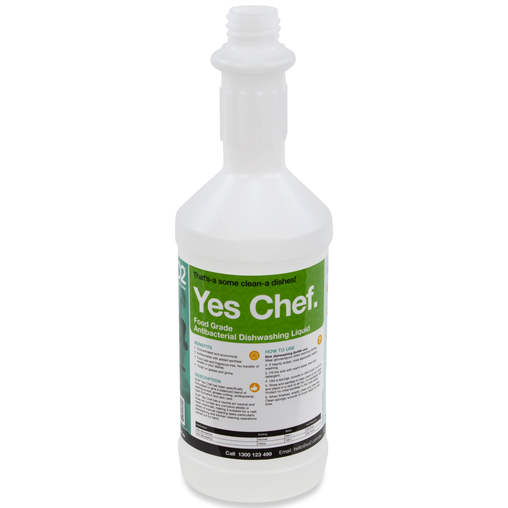 750ml Yes Chef Labelled Empty Bottle - Refillable & Recyclable (Lids & Squirt Caps not included)
