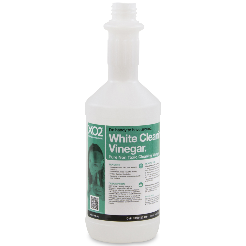 750ml White Cleaning Vinegar Labelled Empty Bottle - Refillable & Recyclable (Lids & Squirt Caps not included)