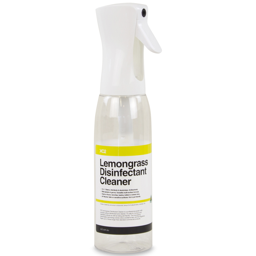 Lemongrass Disinfectant Cleaner Continuous Atomiser Spray Bottle - 500ml, Refillable, Labelled, Comes Empty