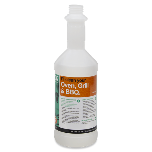[AC002192] 750ml XO2® Oven & Grill Cleaner Labelled Empty Bottle (Lids & triggers not included)