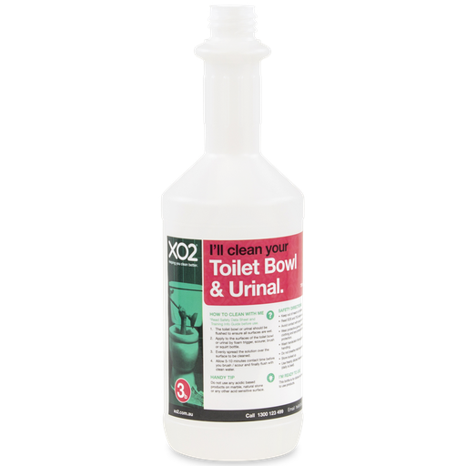 [AC002132] 750ml XO2® Toilet Bowl & Urinal Cleaner Labelled Empty Bottle (Lids & triggers not included)