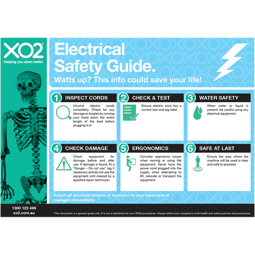 [TD400125] XO2® 'Electrical Safety Guide' Safety Sign - Splash Resistant