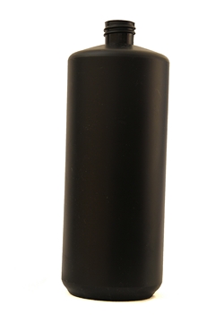 [AC005616] 1L Black Plastic Bottle - Straight Sided, No Neck, Empty, 28mm Screw Thread