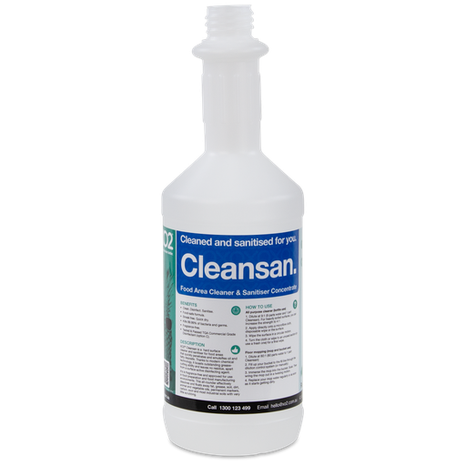 [AC002240] 750ml Cleansan Labelled Empty Bottle - Refillable & Recyclable (Lids & Squirt Caps not included)