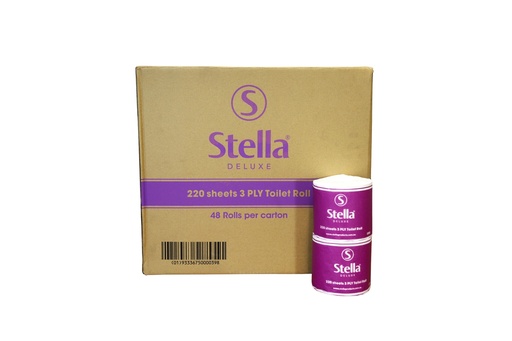 [2203] Stella Deluxe 3ply 220 Sheet Toilet Paper Rolls - Individually Wrapped